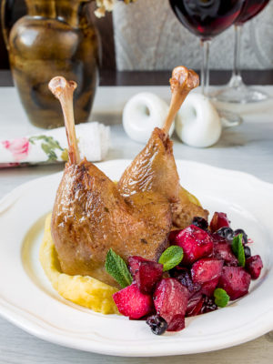 Duck Legs with Apple Blackcurrant Chutney