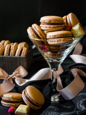 Chocolate French Macarons with Rum Ganache