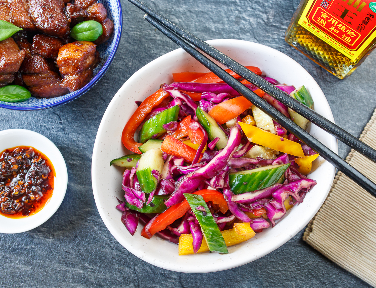 Colorful Vegetable Salad with Sesame Dressing