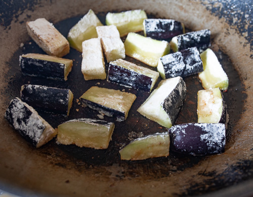 Cook the eggplant